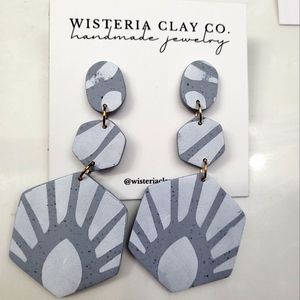 Grey and White Clay Earrings
